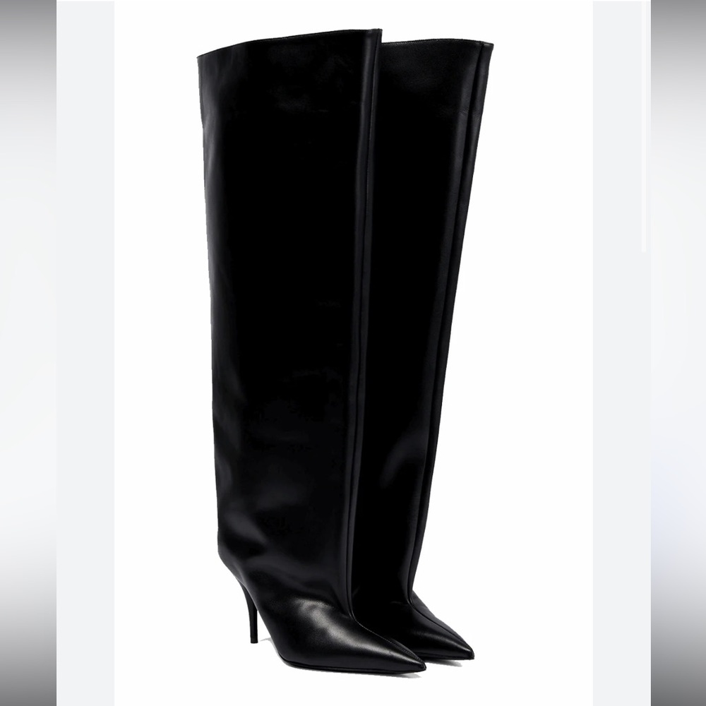 BALENCIAGA- WADERS LEATHER KNEE-HIGH BOOTS